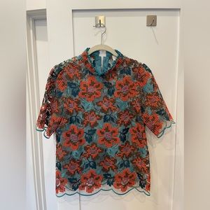 Anthropologie, Embroidered Blouse, Size 10